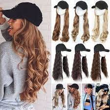 New Arrivals Baseball Hat With Hair Extensions Cap Wig Full Wigs 16 18 Real Hair Piece Long Curly Wavy For Women Wish Hat Hairstyles Hair Piece Hair