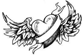 Supercoloring.com is a super fun for all ages: Heart Wing Tattoo Heart Drawing Cool Designs To Draw Heart With Wings