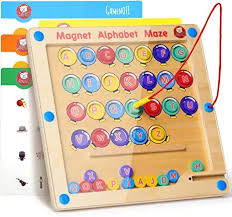 WOOD CITY Magnetic Maze Board Game, Wooden Color Toddler Activity Game for  Kids Brain Teaser, Toddler Activity Game Traverl Toys for 3 4 5 Year Old  Preschoolers Learning & Educational
