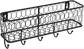 4.8 out of 5 stars, based on 5 reviews 5 ratings current price $18.17 $ 18. Amazon Com Modern Black Metal Wall Mounted Key And Mail Sorter Storage Rack W Chicken Wire Mesh Basket Furniture Decor
