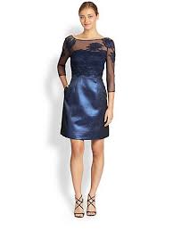 Kay Unger Metallic Mixed Media Cocktail Dress Saks Com Dresses Fashion Lace Dress