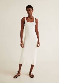 Ribbed Midi Dress Women Mango Usa Ribbed Midi Dress Womens Midi Dresses White Knit Dress