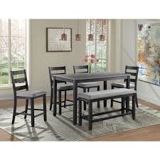 Lumisol 6 piece dining room table set with bench, wood table set with 4 padded chairs and bench for dining kitchen room, farmhouse style (grey) 4.2 out of 5 stars 57. Martin 6 Piece Counter Height Dining Room Set Grey Black By Elements Furniture Furniturepick