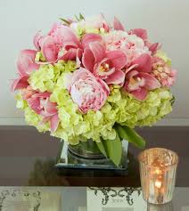 Nine or ten that i used in a vase of. Pink And Green Pastel Vase Orchids Hydrangea In Millburn Nj Millburn Florist Freshart