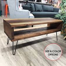 Mid Century Modern Media Console W Hairpin Legs Rustic Coffee Table Modern Co Mid Century Modern Coffee Table Mid Century Modern Media Console Coffee Table