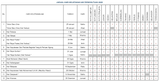 Jadual hari kelepasan am persekutuan dan negeri tahun 2021 telah diumumkan oleh jabatan perdana menteri. Jadual Hari Kelepasan Am Persekutuan Dan Negeri 2020 Layanlah Berita Terkini Tips Berguna Maklumat