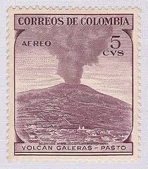 Galeras Volcano Mountain Stamp Colombia 1954 Estampilla Sellos Estampillas