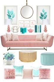 Blush And Teal Room Decor Pink Living Room Living Room Turquoise Pastel Living Room
