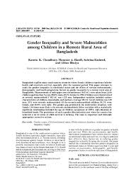 Journal of health, population and nutrition (jhpn) icddr,b. Pdf Gender Inequality And Severe Malnutrition Among Children In A Remote Rural Area Of Bangladesh Kaneta Choudhury Academia Edu