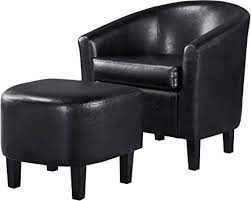 Giantex electric massage recliner chair with ottoman, faux leather swivel recliner remote control, 8 vibration modes & 4 massage motors, overstuffed padded seat chairs (black) 4.4 out of 5 stars. Yaheetech Accent Chair With Ottoman Barrel Tub Chair And Ottoman Set Faux Leather Accent Armchair Chair And Ottoman Set Faux Leather Ottoman Chair And Ottoman