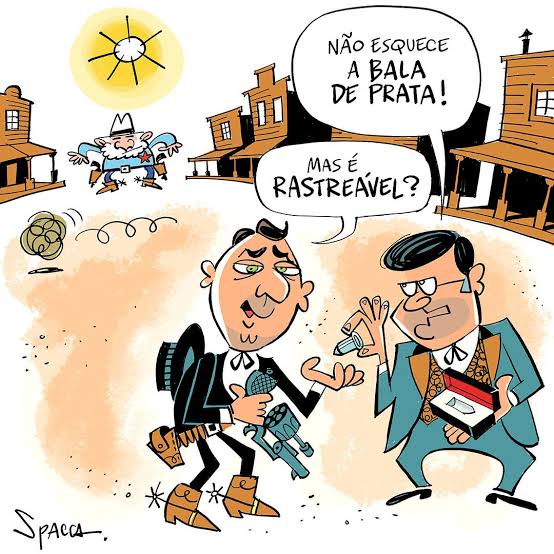 Duelo. Charge de João Spacca para a newsletter desta segunda-feira (19).  #meio #charge #lula #fláviobolsonaro