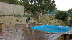 mise en place piscine bois semi enterree leroy merlin piscine bois piscine terrasse piscine