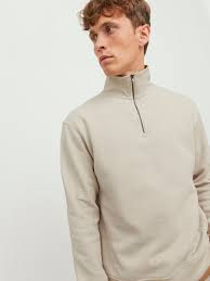 Sweat à mi-fermeture éclair Uni | Beige | Jack & Jones®
