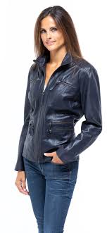 Nblouson n ntrès beau blouson femme t. Vestes Cuir En Cuir Agneau Ref Teija Lev18 Marine Bleu Marine