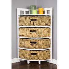 Expand your kitchen storage with stylish corner drawers [design: Vale Corner Cabinet With 4 Hyacinth Storage Baskets Overstock 17795067