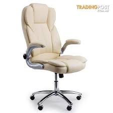 Faux leather jarin 25.38'' wide armchair. Avante Executive Premium Office Chair Faux Leather Cream Retractable Armrest