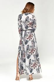 Imprimé cachemire rose ton sur ton. Robe Longue Fendue Esprit Western Fermee Par Des Boutons Pressions Mademoiselle Grenade