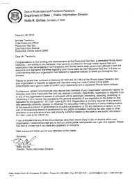 The sample letter with attention should be formal in nature and must have two addresses. Golocalprov Sec Of State Sends Pawsox Ceo Congrats Letter And Opponents Warning Letter