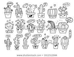 2) from the middle of the rectangle, draw one vertical and one horizontal line equally dividing the shape. Freehand Vector Drawing Cute Hand Drawn Vector Cactus In The Funny Face Pots Speech Bubbles With D Funny Face Drawings How To Draw Hands Drawing Illustrations