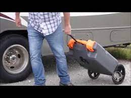 Camco's 21 gallon rhino portable tote tank allows you to transport waste from your rv or trailer to a dump station. Camco Rhino Heavy Duty 21 Gallon Portable Rv Waste Holding Tank With Hose And Accessories Youtube