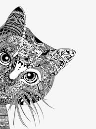 Black And White Cat Drawing Png Decorative Painting Black And White Cat Black And White Decoration Animal Realistic Sketch Png And Psd Zentangle Art Zentangle Zentangle Animals