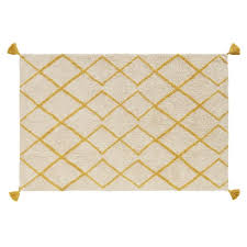 Achetez des tapis à petit prix en ligne sur miniinthebox.com aujourd'hui ! Tapis Berbere En Coton Ecru Motifs Graphiques Jaune Moutarde 120x180 Mirian Maisons Du Monde