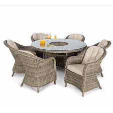 Round rattan garden furniture with fire pit. Maze Rattan Winchester 6 Seat Round Fire Pit Dining Set Garden Street