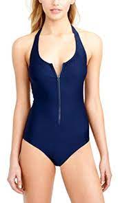 Mixin Women S Swimsuit Long Torso Front Chest Zip Halter One Piece Swimwear Size Us 12 14 Blue One Piece Big Bust Swimsuit Swimwear