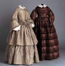 Image courtesy of joan l. 1860 1865 Dress Bodice And Skirt Early 1860s American Silk Taffeta And Fringe Cotton Undersleeves And Historical Dresses Civil War Dress Civil War Fashion