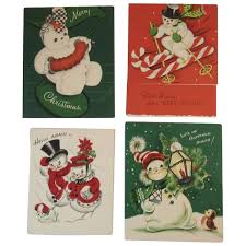 A magical and delightful christmas message. 4 Snowman Christmas Cards Vintage 1950s Made In Usa And The Pollyanna Ss Moore Antiques Ruby Lane