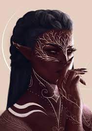 Blue Hair Elves And White Tattoos Still Arts Elves Tattoos White Black Girl Art Art Girl Elf Tattoo
