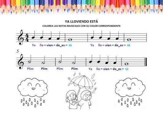 Colorea las Notas de "Ya Lloviendo Está" | PDF
