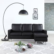 Black And White Leather Sectional Mobilis Modern Reversible Small Space Configurable Pu Leather Sectional Black Walmart Com In 2020 Sofas For Small Spaces Modern Sofa Sectional Modern Bonded Leather Sectional Sofa
