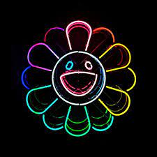 Often featuring playful imagery like smiling flowers, oversized, blinking eyes, and technicolor mushrooms, murakami is truly the heir to. Takashi Murakami Takashi Murakami Art Neon Art Neon Wallpaper