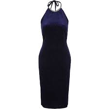 Topshop Glitter Halter Velvet Midi Dress 280 Brl Liked On Polyvore Featuring Dresses Navy Blue H With Images Velvet Midi Dress Navy Velvet Dress Navy Blue Midi Dress