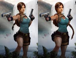 Clara Croft naked Lara Croft handling thick tube of meat