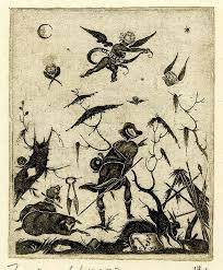 Print By Valentin Sezenius 1623 The Angel Appearing To A Shepherd Two Dogs Sheep Seated To Left Blackwork With Small Silhouet Art Medieval Drawings Prints