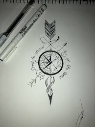 Beautiful Black And White Tattoo Drawings Don T Be Afraid Of The Time Black White Drawing Watch Compass Tattoo Arrows In 2020 Compass Tattoo Compass Tattoo Design Arrow Tattoos