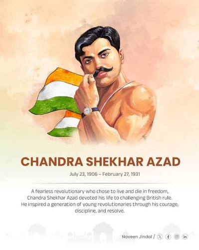 Tributes to the fearless son of Bharat Mata, Chandra Shekhar Azad Ji on his birth anniversary. He lived and died on his own terms, inspiring generations to rise with courage and conviction