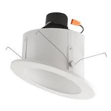 A downlight has three main components: Elco El714xxw White 6 Sloped Ceiling Led Baffle Inserts Recessed Light Fixture Elc El714xxw
