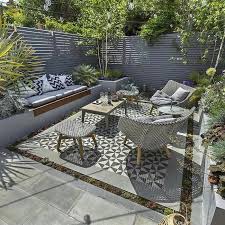 Armchairs Wooden Bench Throw Pillows Garden Furniture Small Backyard Ideas Trees Potted Pl Small Courtyard Gardens Courtyard Gardens Design Small Garden Design