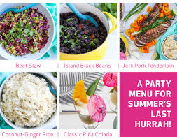 With creativity and a quick visit to the party store, the spicy and sweet exotic dishes are a tasty way to entertain your friends. August 23 2018 Caribbean Party Menu Kitchen Collage