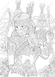 Indian coloring pages for adults will allow you to fully reveal your creativity. Coloring Page Adult Coloring Book Native American Indian Woman Navajo Ethnicity Cherokee Nation Boho Tribal Culture Antistress Freehand Sketch Drawing With Doodle And Zentangle Elements Royalty Free Cliparts Vectors And Stock Illustration