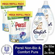 How to use liquid fabric softener in your washing machine. 2xeach Laundry Bundle Persil Nonbio Capsules 50w Comfort Fabric Conditioner 60w Ebay