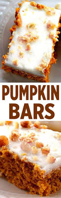 Cream Cheese Frosted Pumpkin Bars Pumpkin Bars Best Dessert Recipes Pumpkin Recipes