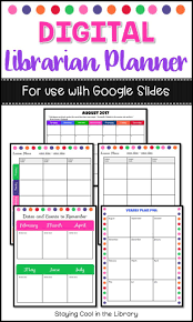 Paperless School Library Planner For Use With Google Slides Includes Over 50 Pages Of Schedules Calend Library Lesson Plans Library Lessons Lesson Plan Book