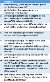 Keep up with the la. Irish Quiz Organisation Some More Questions From Our Recent Big World Cup Quiz At The Aviva Stadium For Those Who Missed It These Are On British Football Facebook