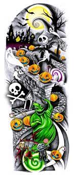 Nightmare Before Christmas Tattoo Sleeve Design Nightmare Before Christmas Tattoo Christmas Tattoo Halloween Tattoos
