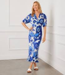 Puff Sleeve Bias Dress - Flattering Bias-Cut Silhouette in Morning Glory Print – Karen Kane