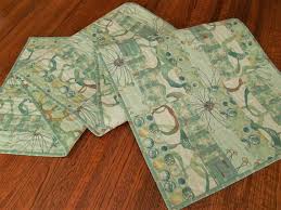 Quilted Modern Table Runner In Sea Glass Aqua Blue And Green Quilted Table Runners Modern Table Runners Handmade Home
